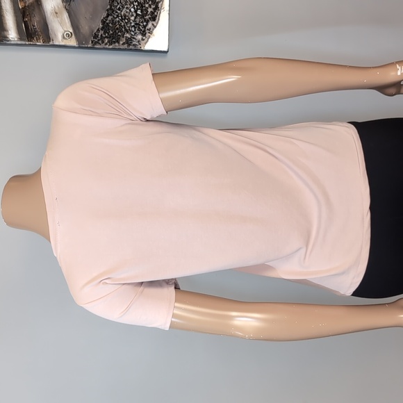 3/$20 Dynamite Pink Ruffle Top Short Sleeve Cut Out Blush Tshirt Womens XS - Picture 6 of 11